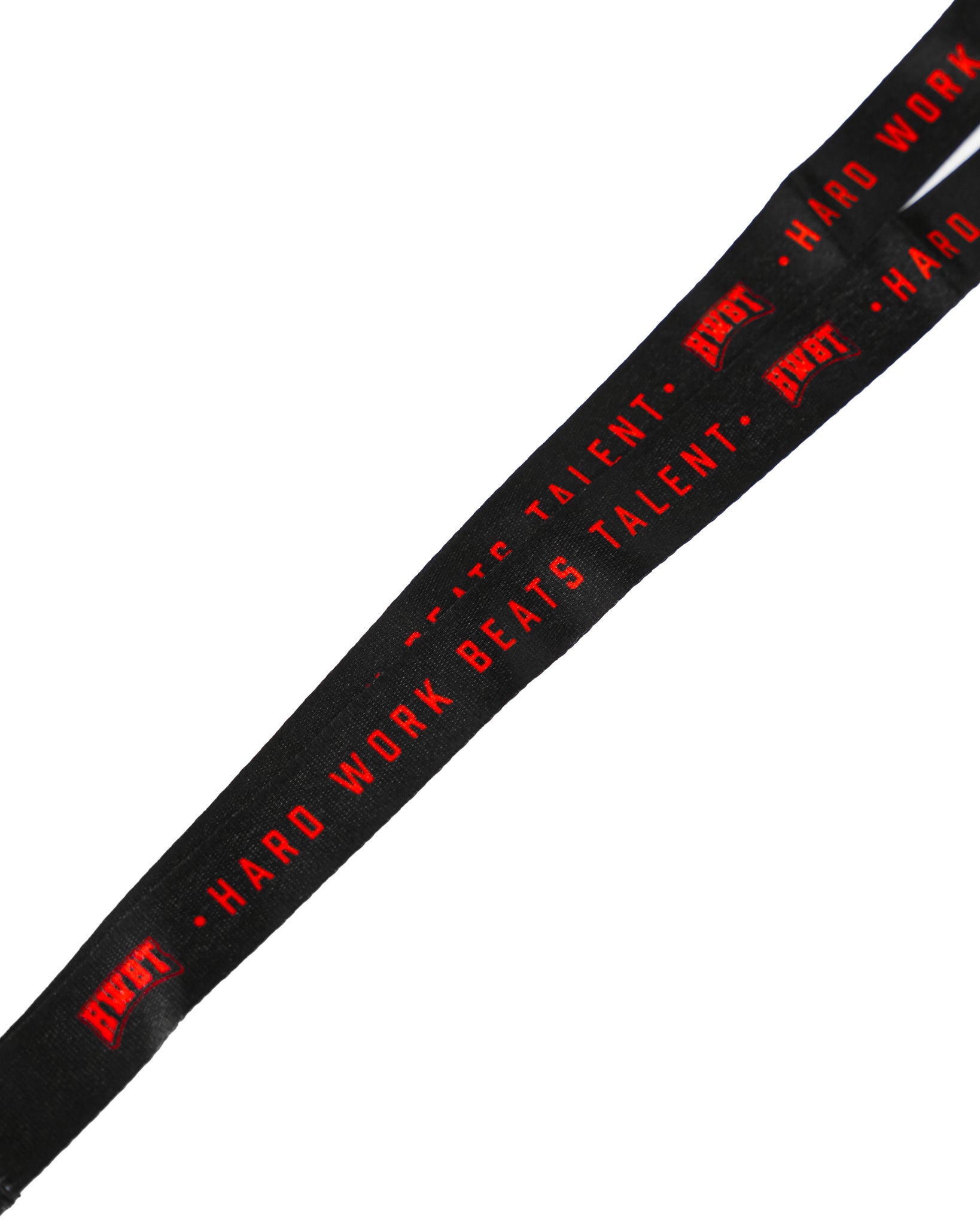 Red Hard Work Beats Talent Lanyard