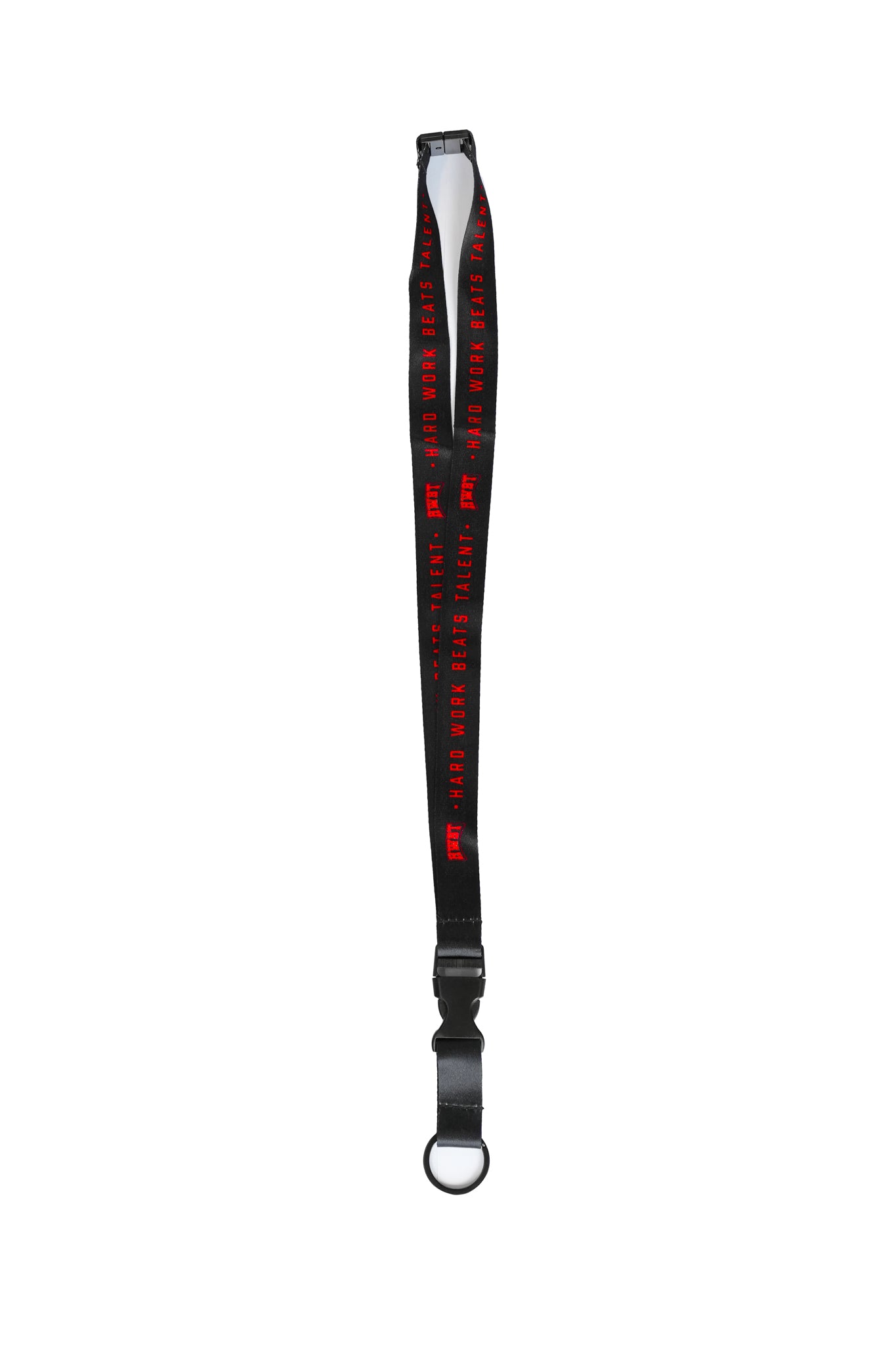 Red Hard Work Beats Talent Lanyard