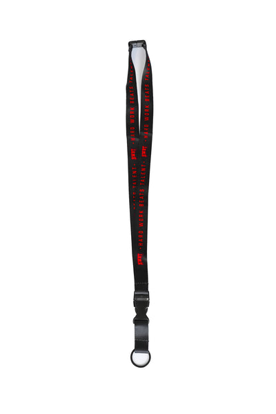 Red Hard Work Beats Talent Lanyard